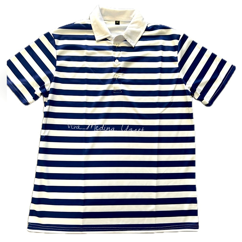 SOLD on ebay. Striped Blue and White Polo Relaxed Fit 👕